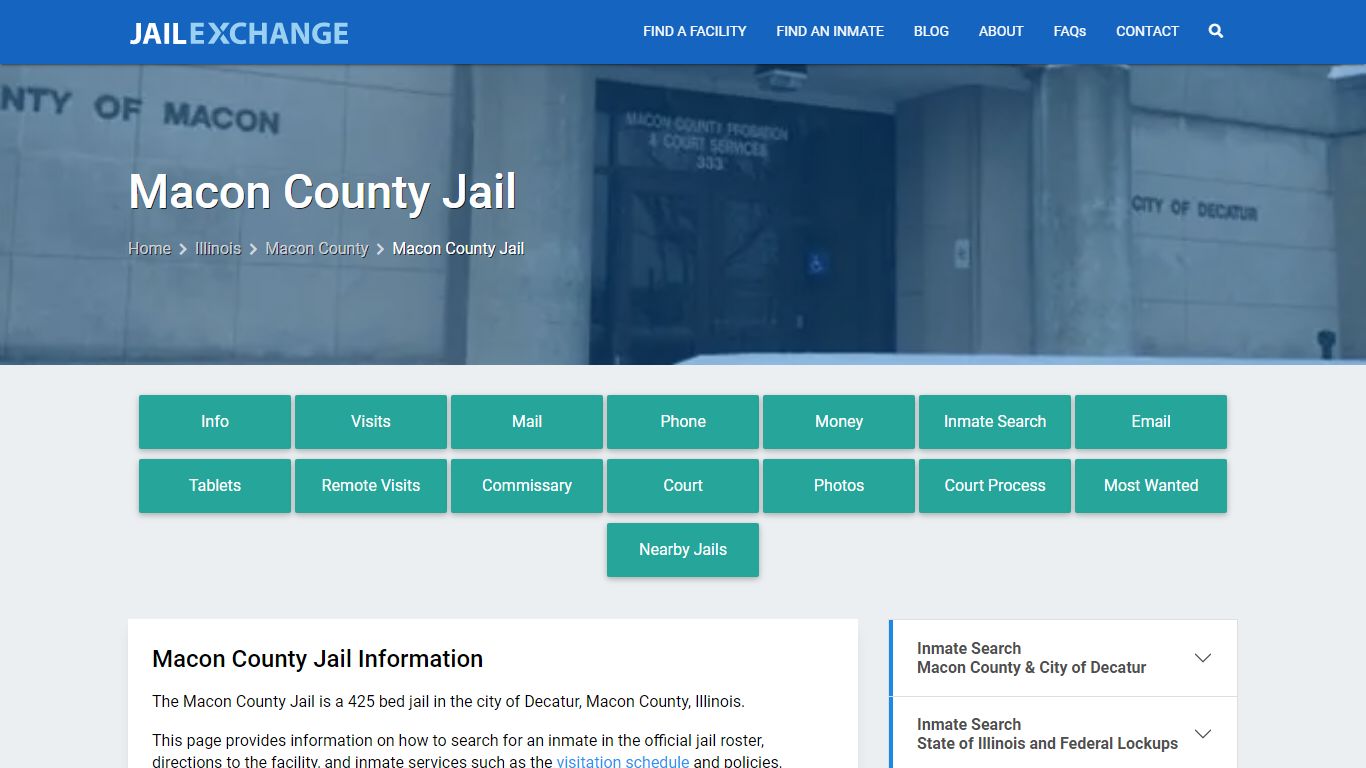 Macon County Jail, IL Inmate Search, Information